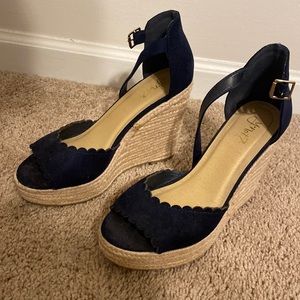 Navy wedges/heels. Size 9.5